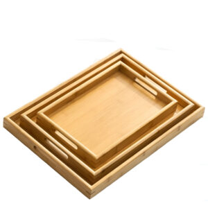 Bamboo Tray With Handle 3 pieces